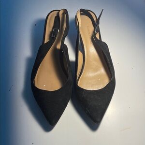 Banana Republic Black Slingback Suede Pointed Toe Women's Shoes